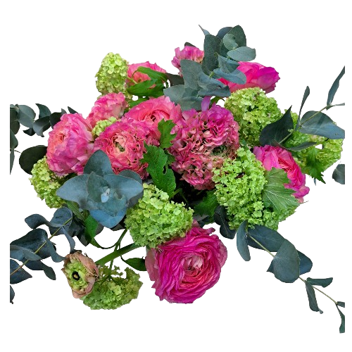 Bouquet de renoncules & viburnum